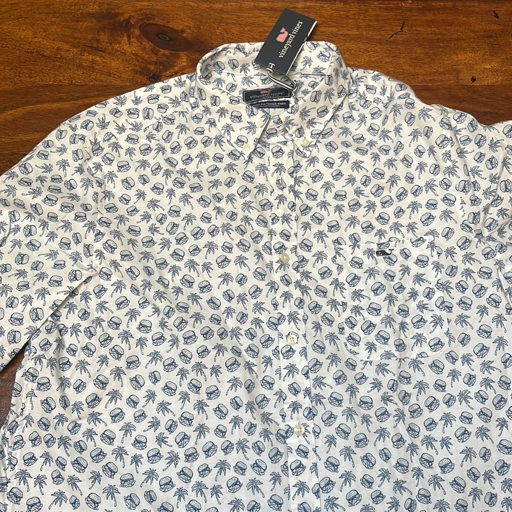 Casual Button Down - Cheeseburgers & Palm Trees design. ( Vineyard Vines)